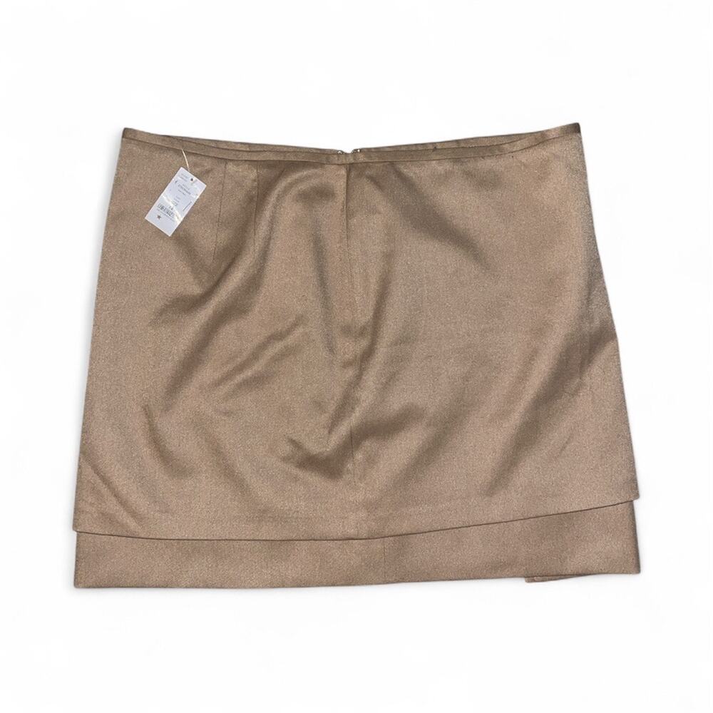 NWT WHBM Camel Tiered Mini Skirt Sz 14 Asymmetric Hem Flattering